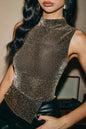 Sleeveless Sexy Slim Rhinestone Hot Girl Vest Women's Clothing