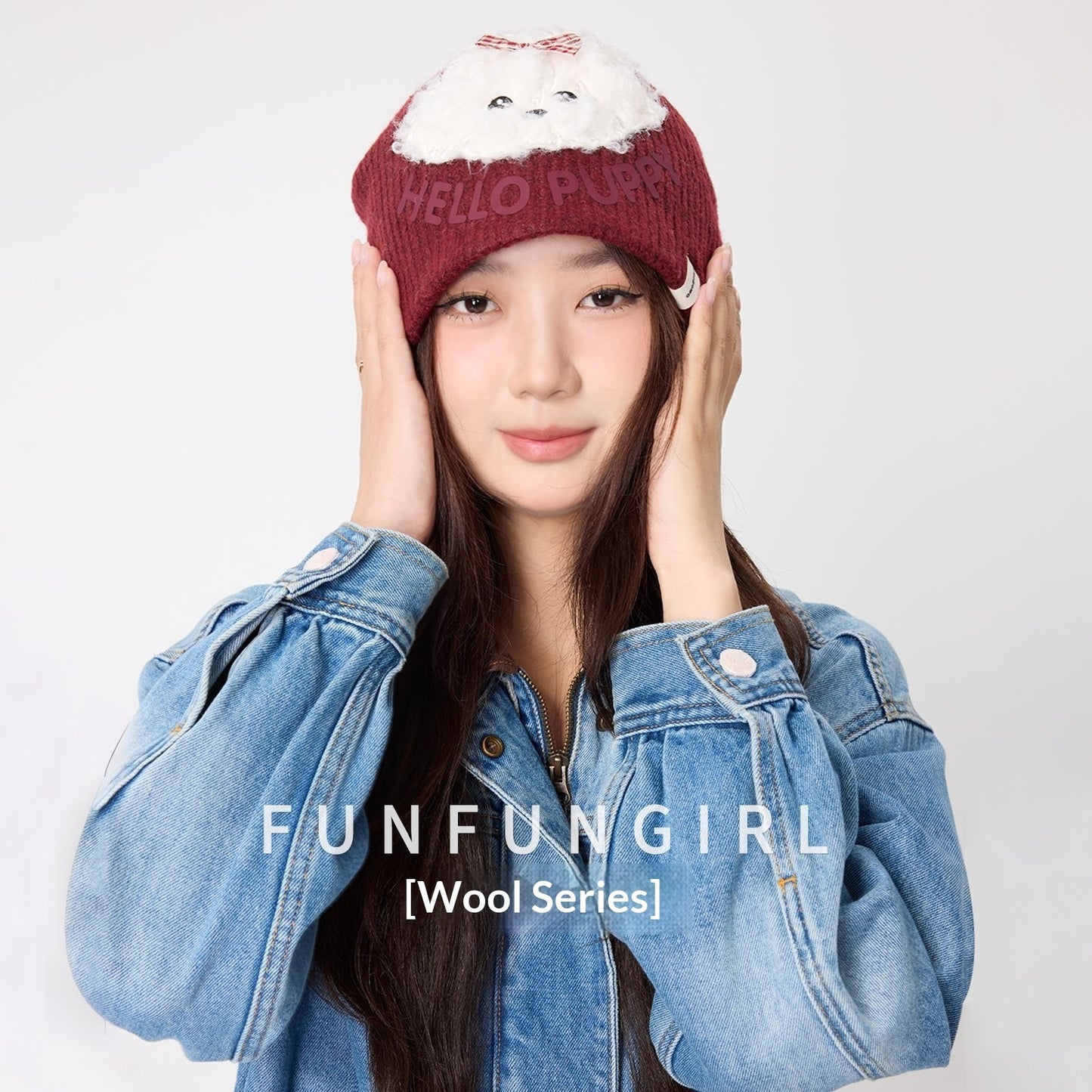 Cute Plush Puppy Knitted Women's Warm Wool Hat