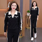 Casual Suit Women's Fashionable Stylish V-neck Slimming Long-sleeved Wide-leg Pants