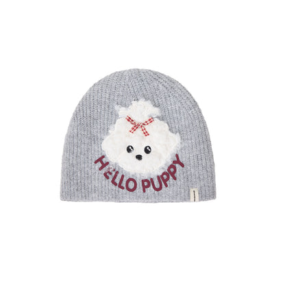 Cute Plush Puppy Knitted Women's Warm Wool Hat