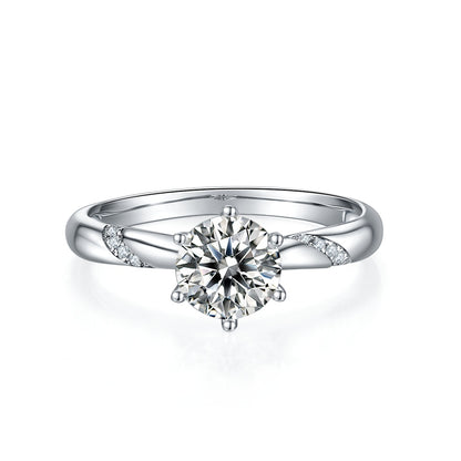 Snow Of The Soul - A Wedding Ring Set With 1-carat Top-quality Moissanite S925 Silver And Platinum-plated Diamond Can Be Tested With A Diamond Pen