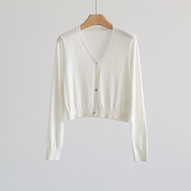 Spring And Summer Fashionable Soft And Comfortable V-neck Short Sweater