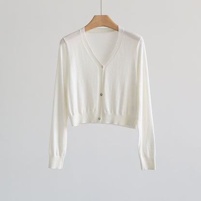 Spring And Summer Fashionable Soft And Comfortable V-neck Short Sweater