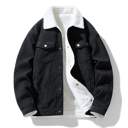 Retro Fashion Brand Fleece-lined Warm Lapel Cotton-padded Coat