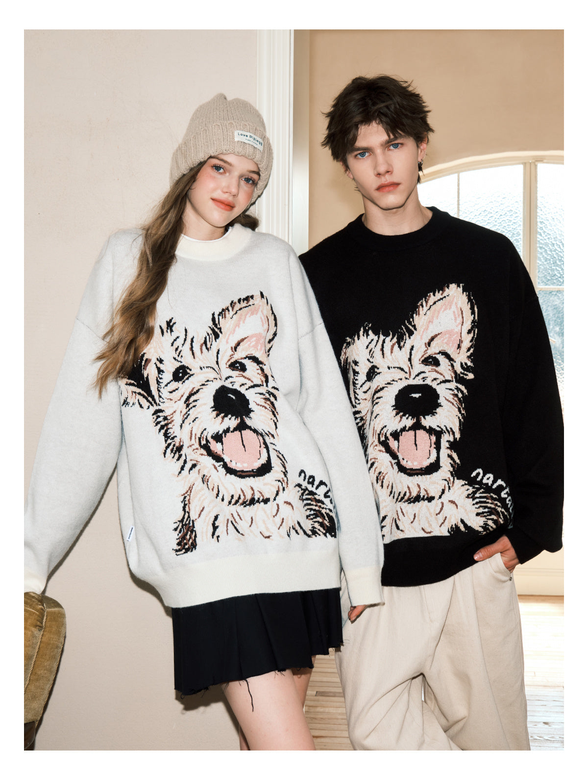 Puppy Sweater Couple Loose And Idle Knitwear