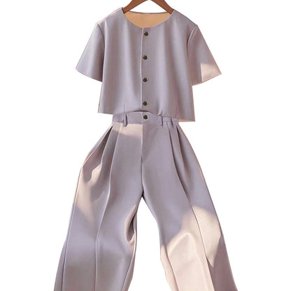 Casual Short-sleeved Shirt And Trousers Two-piece Set