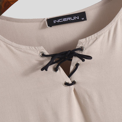 Men's vintage cotton and linen long sleeve top