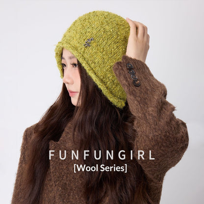 Letter Wool Yarn Warm Ear Protection Knitted Hat