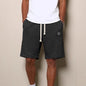 Mens Simple Waffle Knit Embroidered Casual Solid Color Shorts