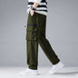 Mens Stylish Casual Loose-fit Utility Khaki Pants
