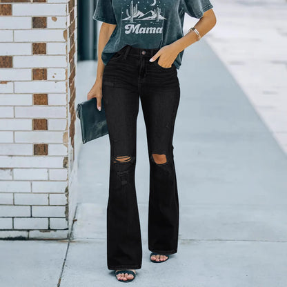 Women's Ripped Skinny Jeans Fashion Wash