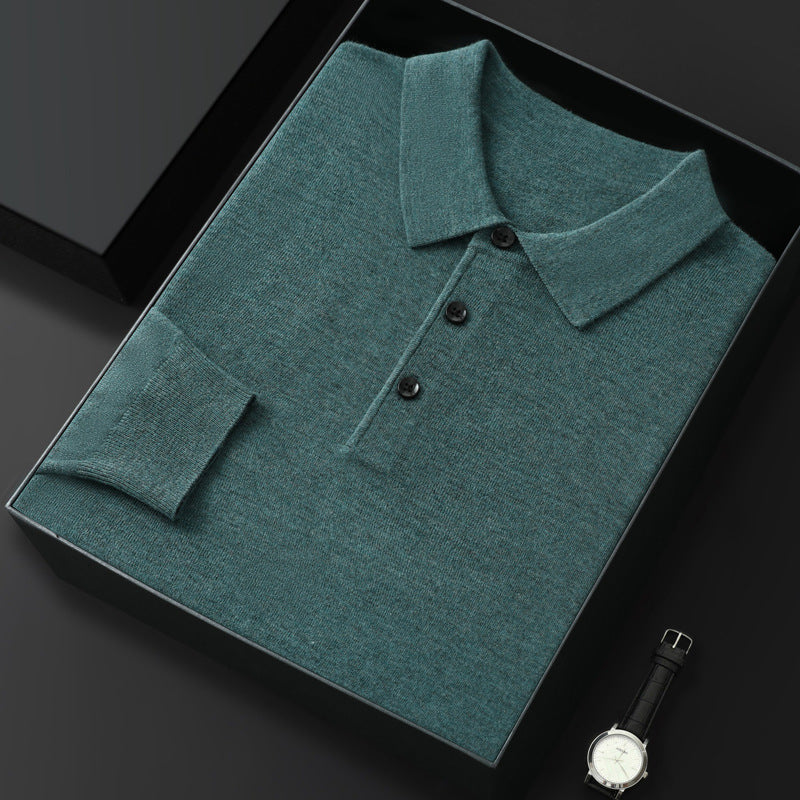 Spring And Autumn New Fashion Casual Polo Collar Long-sleeved Sweater Men
