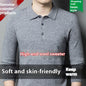 Men's Autumn And Winter Solid Color Shirt Middle-aged Polo Sweater