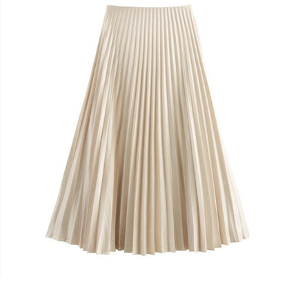 Fashionable High-waisted Pleated Midi Skirt
