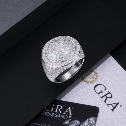 The King Of Hip-hop - Men's Ring, Diamond Ring And Wedding Ring Set With Top-quality Moissanite S925, Silver And Platinum-plated. The Ring Can Be Tested With A Diamond Pen