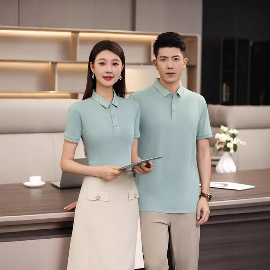 Summer Work Clothes Polo Shirt Ice Ion Single Collar Lapel Breathable Comfortable