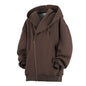 Oblique Zipper Hooded Cardigan Sweater Baggy Coat