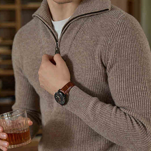 Half-height Zip Turtleneck Sweater Men's Long Sleeve