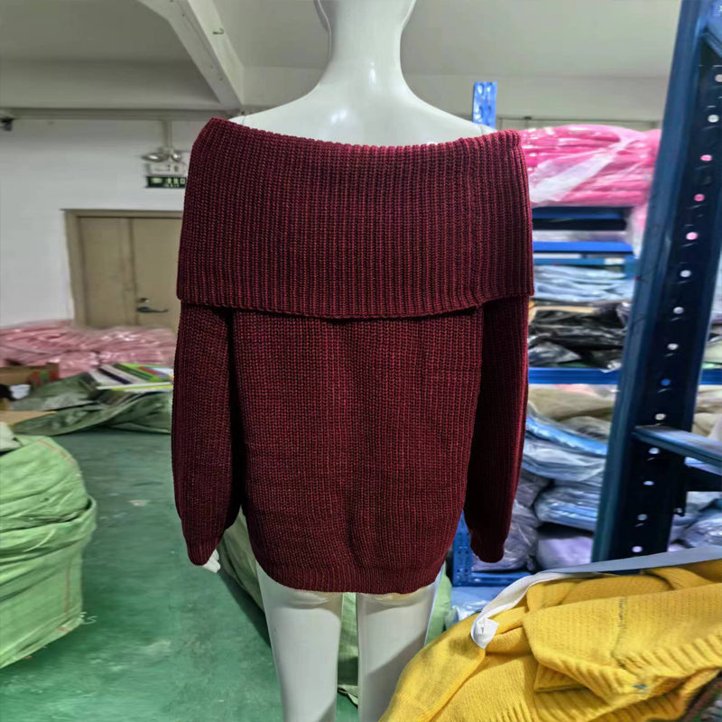 Women's Elegant Off-Shoulder Sweater, Textured Knit Long Sleeve Top For Winter Parties And Vacation