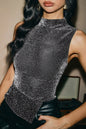 Sleeveless Sexy Slim Rhinestone Hot Girl Vest Women's Clothing