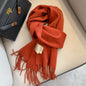 Pure Wool Students Warm-keeping All-matching Tassel Narrow Scarf Couple Wholesale