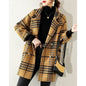 Buckle Lapel Long Sleeve Fashion Hepburn Style Woolen Coat