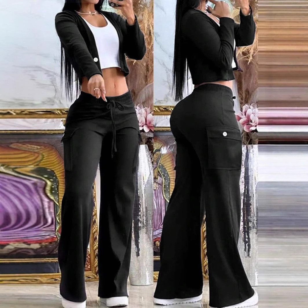 New Fashion Wide-leg Pants And Top Set