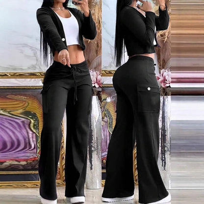 New Fashion Wide-leg Pants And Top Set