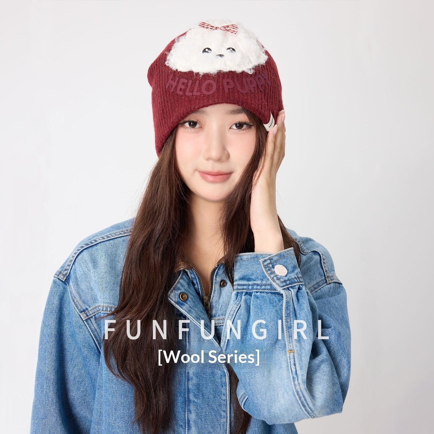 Cute Plush Puppy Knitted Women's Warm Wool Hat