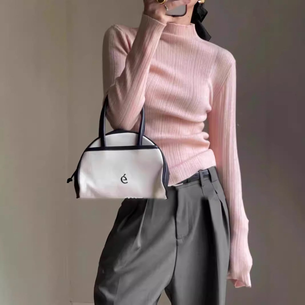 Women's Half Turtleneck Solid Color Autumn Knitted Sweater Slimming Bottoming Shirt