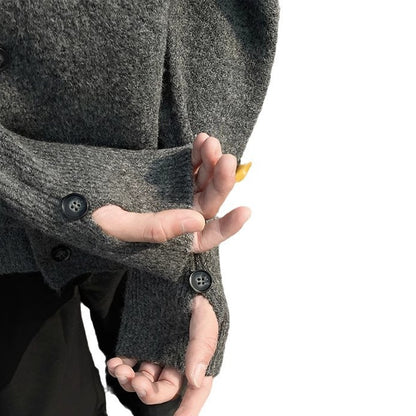 Creamy-white Breasted Knitted Cardigan For Men