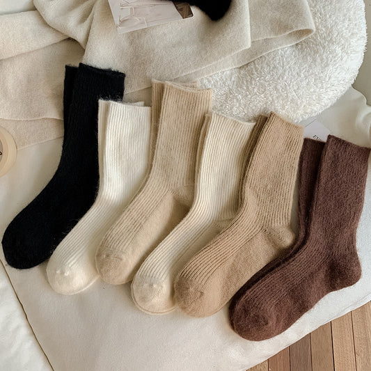 Autumn And Winter Solid Color Wool Socks
