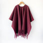 Premium Oatmeal Solid Color Cashmere-like Large Shawl Outerwear