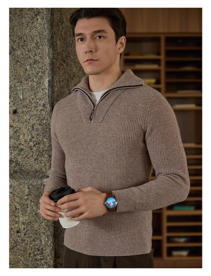 Half-height Zip Turtleneck Sweater Men's Long Sleeve