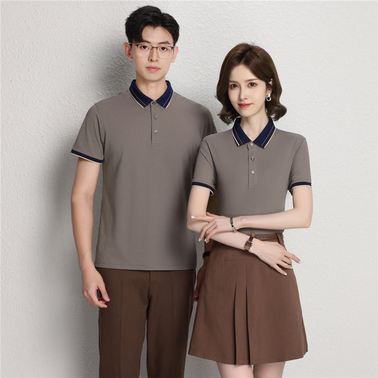 Ice Ion Mercerized Pearl Cotton Color Matching Collar Polo Shirt For Men And Women