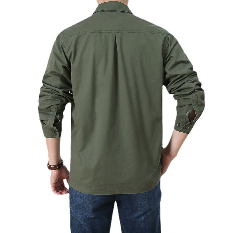 Four Seasons Long Sleeve Shirt Men's Thin Casual Plus Size