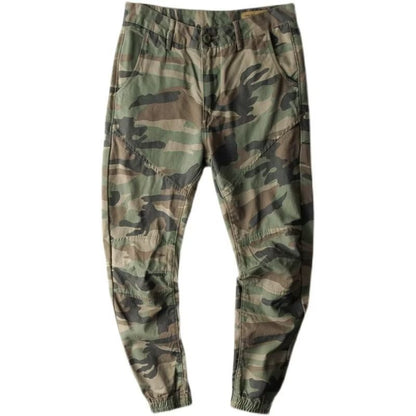 Mens Japanese-Style Retro Camo Ankle-Fit Pants
