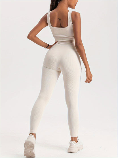 4 Pack Women's Square Neck Tank Shaping Jumpsuit - Ribbed, Tummy Control & Butt Lifting