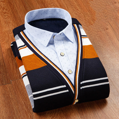 Men's thickened fake two knitwear