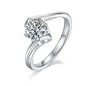 Angel's Heart - Set With 1-carat Top-quality Moissanite S925 Silver And Platinum-plated Diamond Wedding Ring. The Ring Can Be Inspected With A Diamond Pen