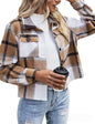 Top Women's Flannel Short Jacket Plaid Button Shirt