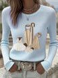 Women's Versatile Casual Blended Jacquard Embroidered Long-sleeve Sweater