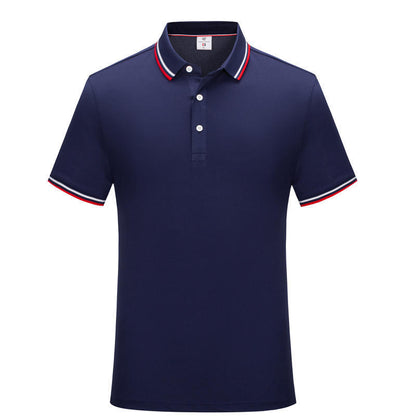 Simple Polo Shirt Short Sleeve Striped Lapel