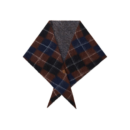 Retro Diamond Jacquard Plaid Cotton Wool Triangle Scarf Warm Neck Warmer