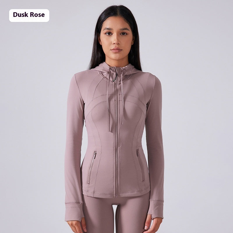 Yoga Clothes Coat Women's Body Shaping And Slim Looking Hooded Zipper