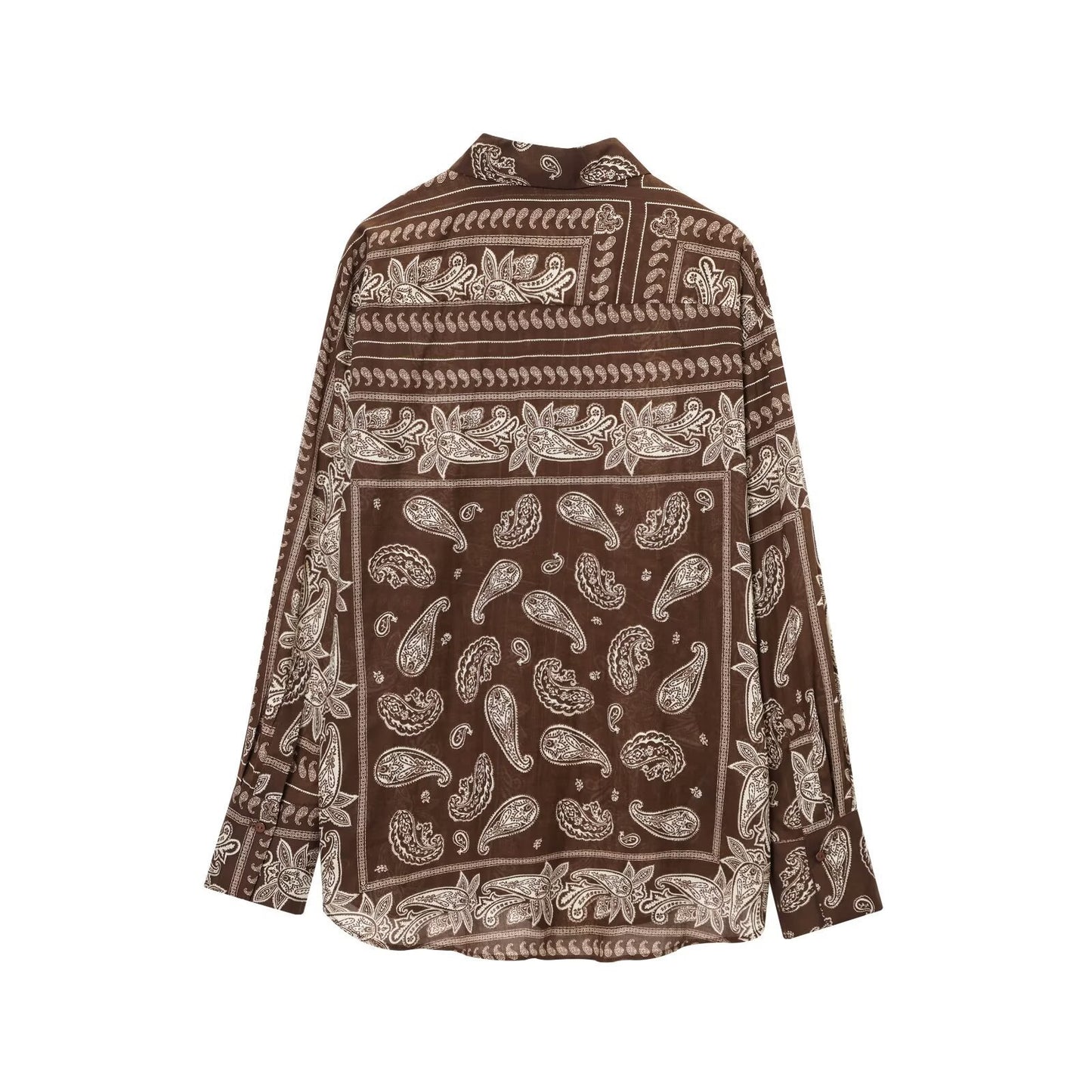 Straight Loose Printed Casual Shirt With Mid-waist Floor-length Wide-leg Pants