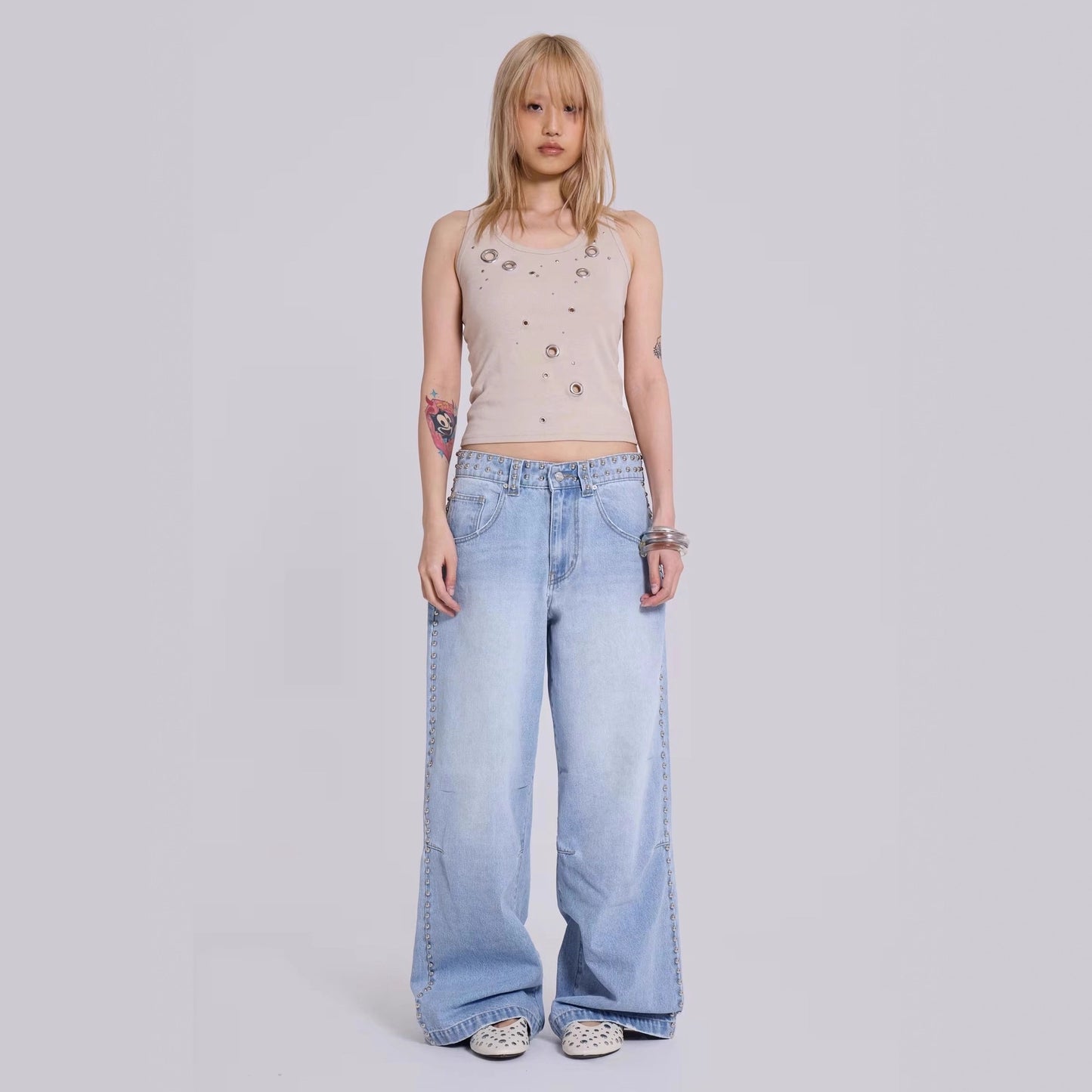 Women's Multi-beaded Loose Cool Jeans Women's
