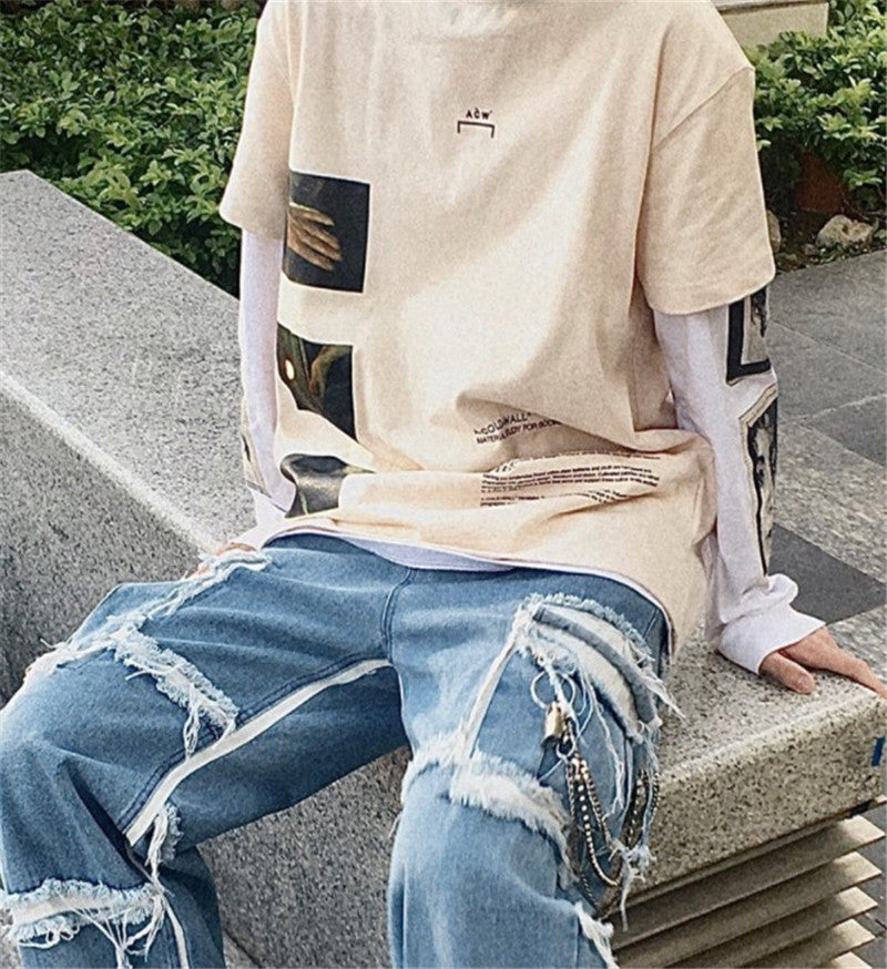 Hand pattern photo print short sleeve
