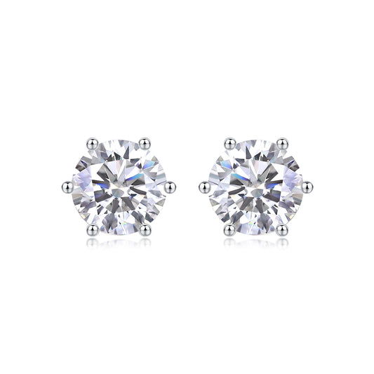 Quiet Moments - Earrings Set With Top-quality Moissanite S925 Silver And Platinum-plated Stud Earrings, A Fashionable And Trendy Accessory, Can Be Tested With A Diamond Pen