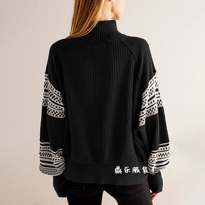 Multi-colored Half-turtleneck Fashion Pullover Cross-border European And American Women's Clothing